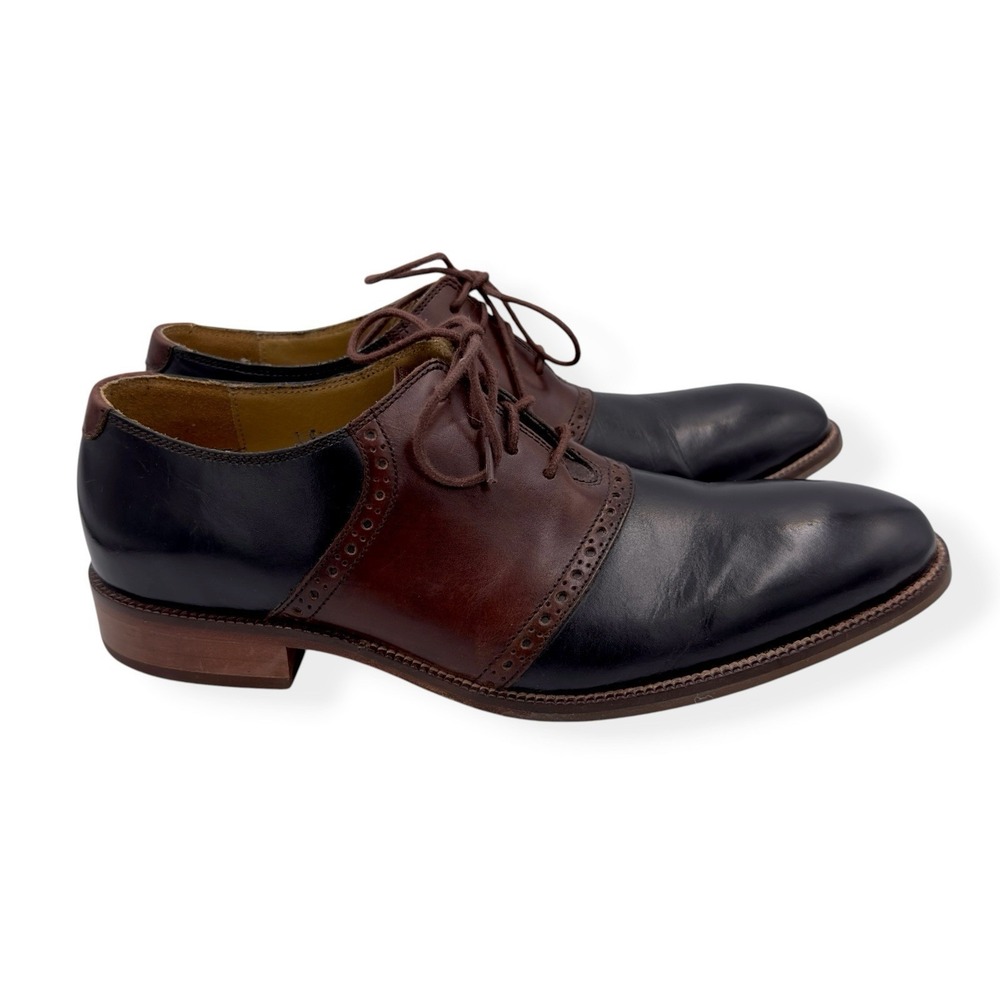Cole Haan Williams II Leather Saddle Oxford Dress Shoes Men's 9.5 M Black Brown